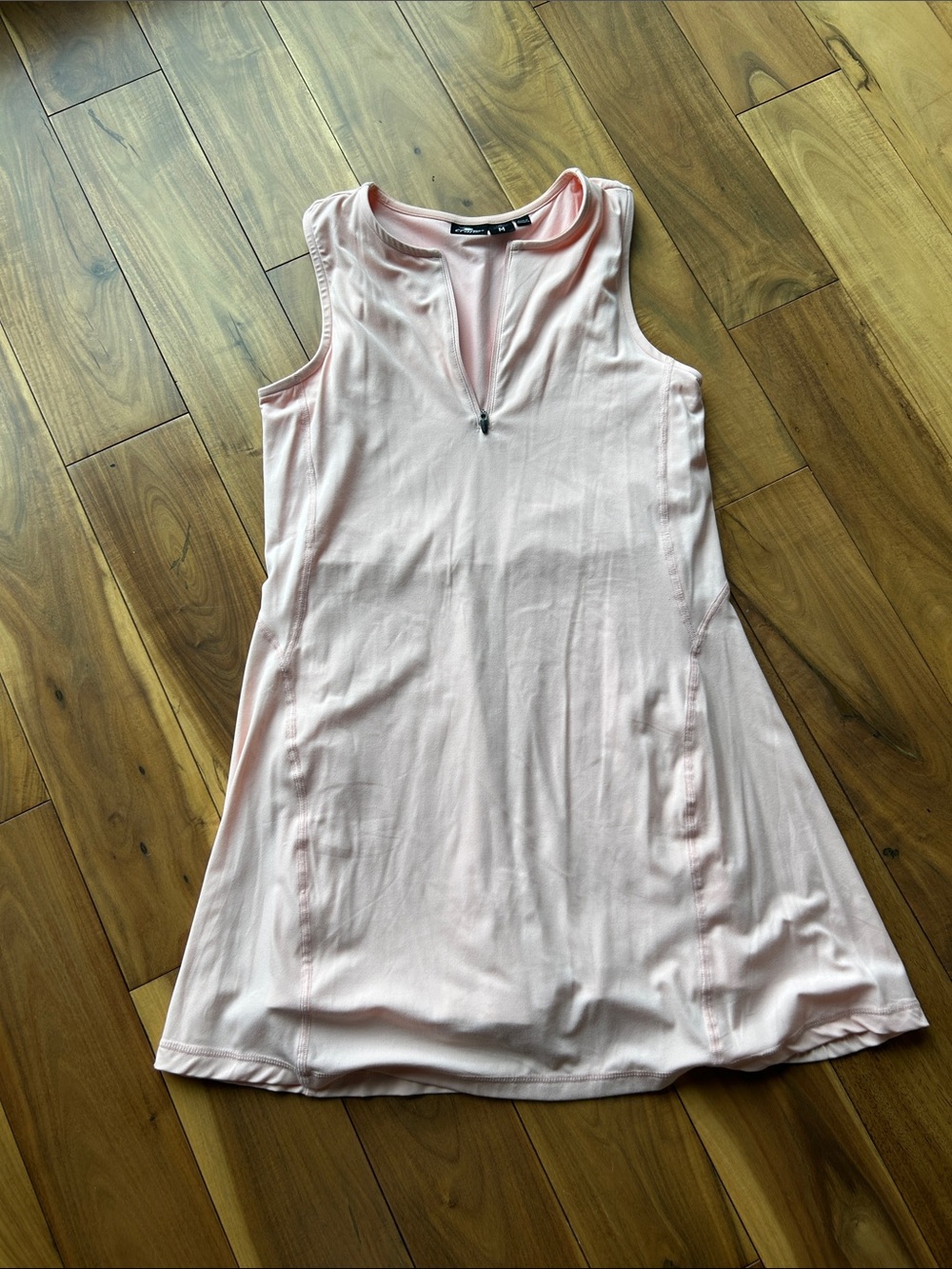 Light Pink Sleeveless Mini Dress with Front Zip